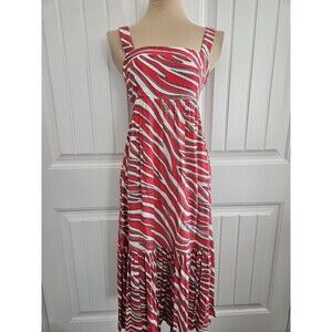 Michael Kors Soft Zebra Midi Sundress Dress viscose Red Size XS Cotton Lined